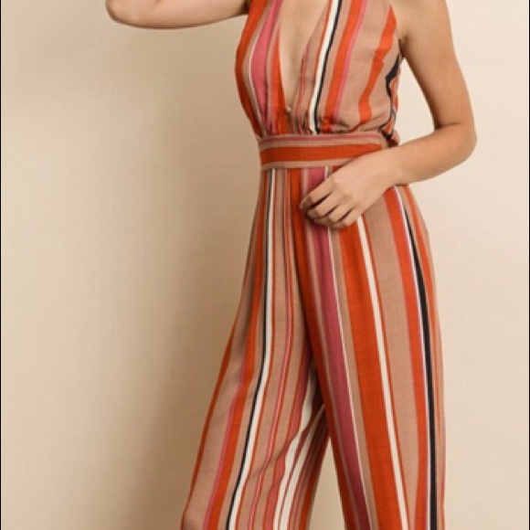 Vici Pants & Jumpsuits Dress Forum Striped Halter Jumpsuit For Vici